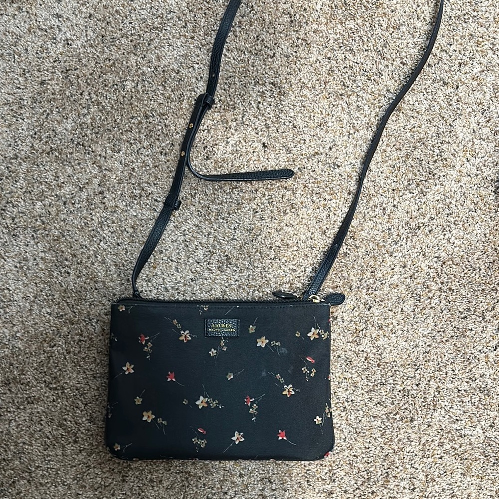 Ralph Lauren Black Floral Crossbody Bag